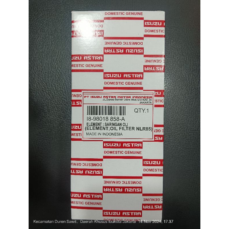 FILTER OLI NLR85 EURO4 , SARINGAN OLI NLR 85 ORIGINAL RESMI ISUZU GENUINE PARTS