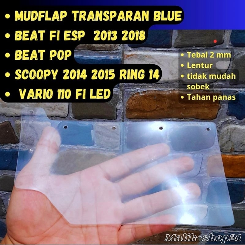MUDFLAP BEAT FI ESP 2013 SAMPAI 2018 TRANSPARAN BLUE