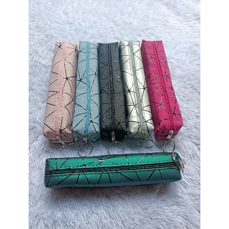 

kotak pensil motif garis metalik / Kotak pensil murah