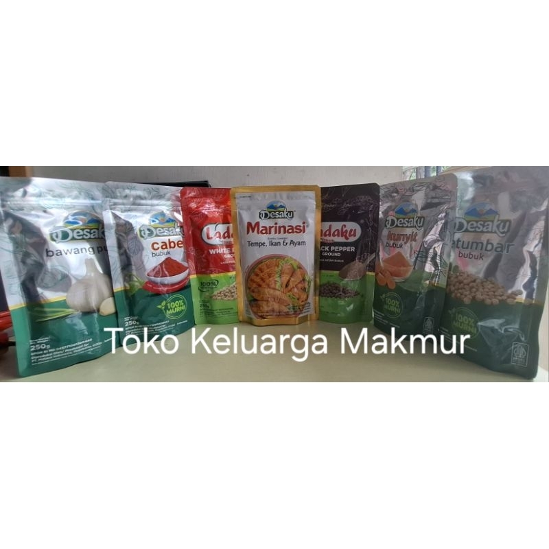 

DESAKU MARINASI/LADAKU/KETUMBAR/KUNYIT/BAWANG PUTIH/ CABE @ 250 GR