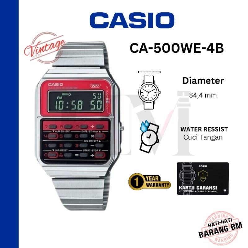 

CASIO CA-500WE-4B Jam Tangan Original Digital Kalkulator Rantai Sport Antiair CA-500WE-4BDF CA500