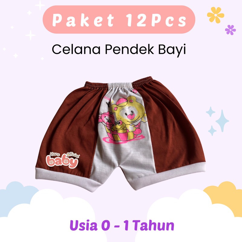 Grosir 12 Pcs Celana Ompol Bayi Lusinan 0-1 Tahun - Celana Mambo Pendek Harian Bayi Lusinan