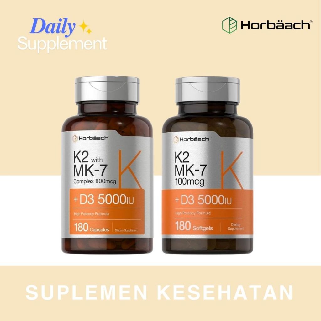 Horbaach Vitamin D3 K2 5000iu of Vitamin D & 800mcg MK-7 Complex -180