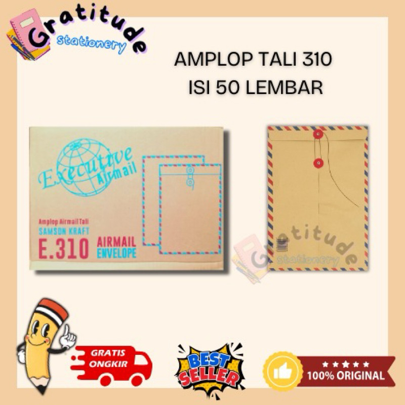 

Amplop Coklat Tali Folio Airmail Executive 310 - Tahan Lama & Berkualitas