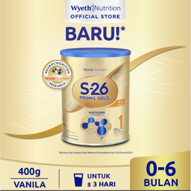 S-26 Promil Gold Tahap 1 Susu Formula Bayi 0-6 Bulan 400 g