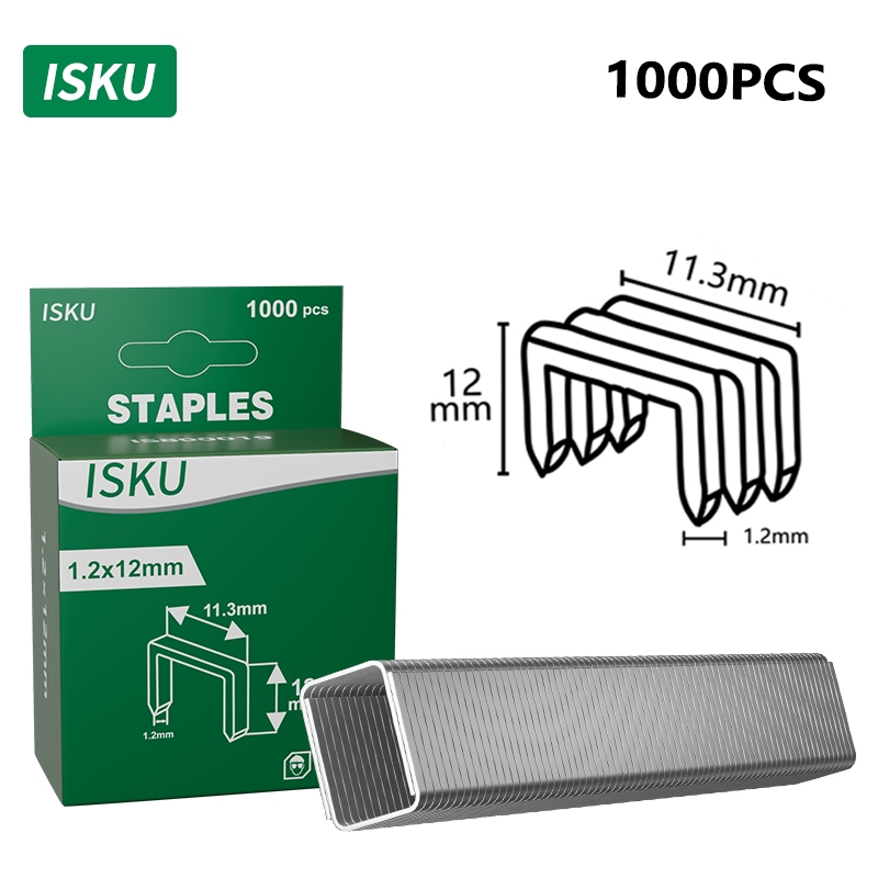 

ISKU Isi staples gun manual with Bahan baja karbon tinggi,8-12mm Mix 1000pcs - Stapler Gun Tembak Tacker jok Motor