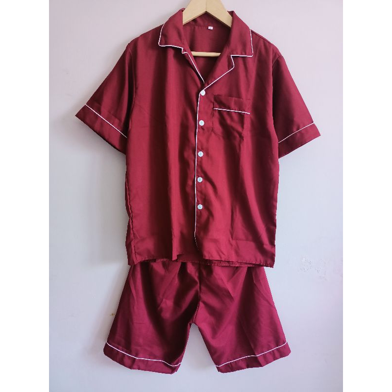 HW Collection Piyama Katun Lokal Pria Lengan Pendek Celana Pendek HP 2L Katun