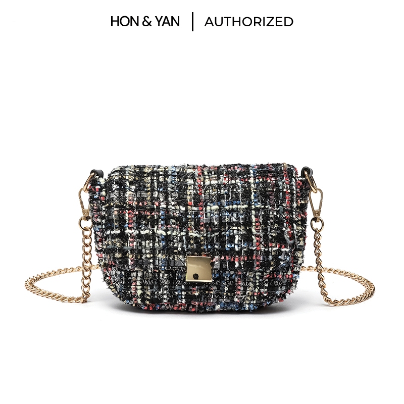 HONYAN Tas Selempang Wanita Wicha Sling Bag Kulit Rajut Kekinian Tas Fashion Wanita Trendy Import Ex