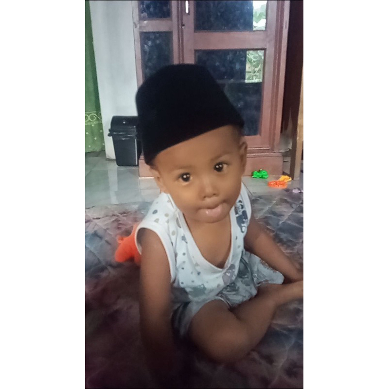 Peci Bayi Anak Laki Laki Kopyah Balita Songkok Warna Hitam umur 2 bulan -7 tahun