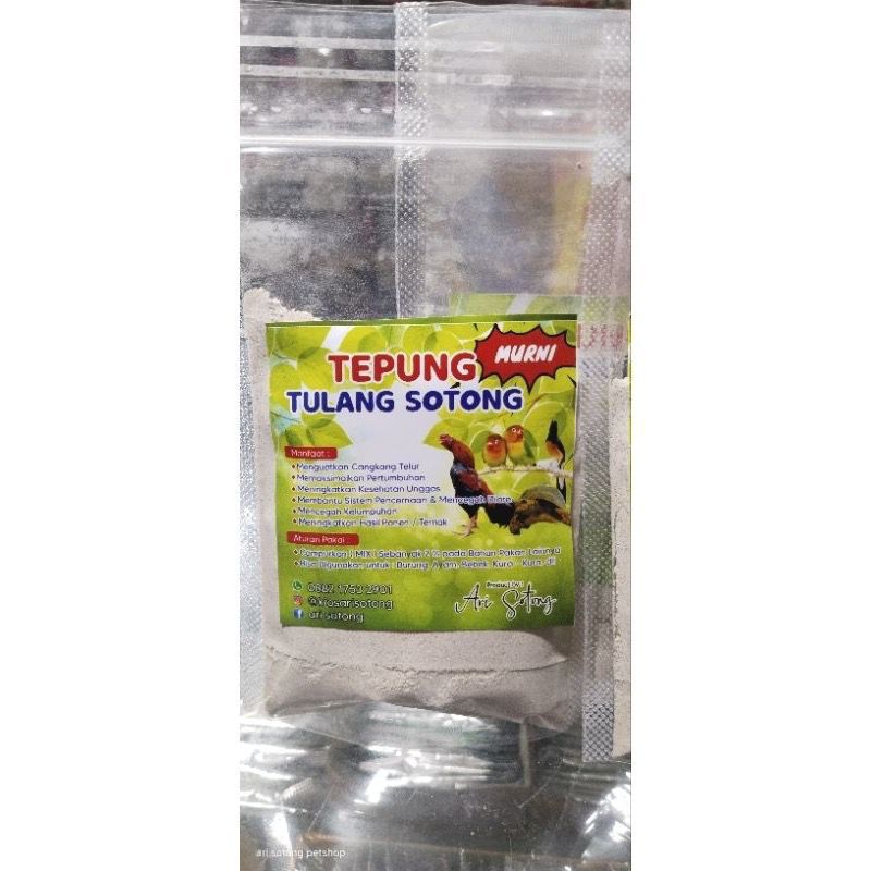 calsium atau kalsium tulang sotong bubuk murni untuk breeding burung dan reptil 100g kemasan pouch b
