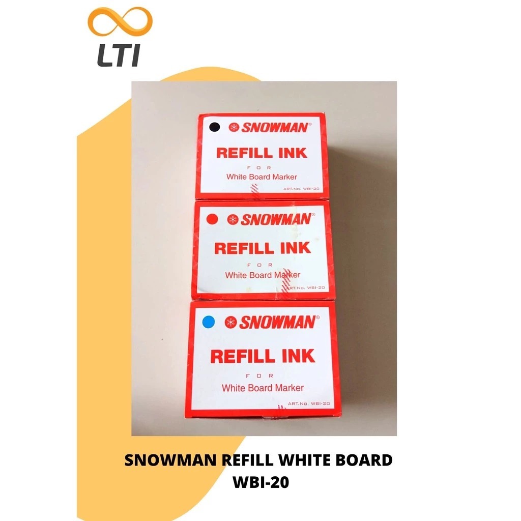 

Isi / Refill Tinta Spidol White Board Snowman Hitam, Biru, Merah / Box Isi 12 - MURMER