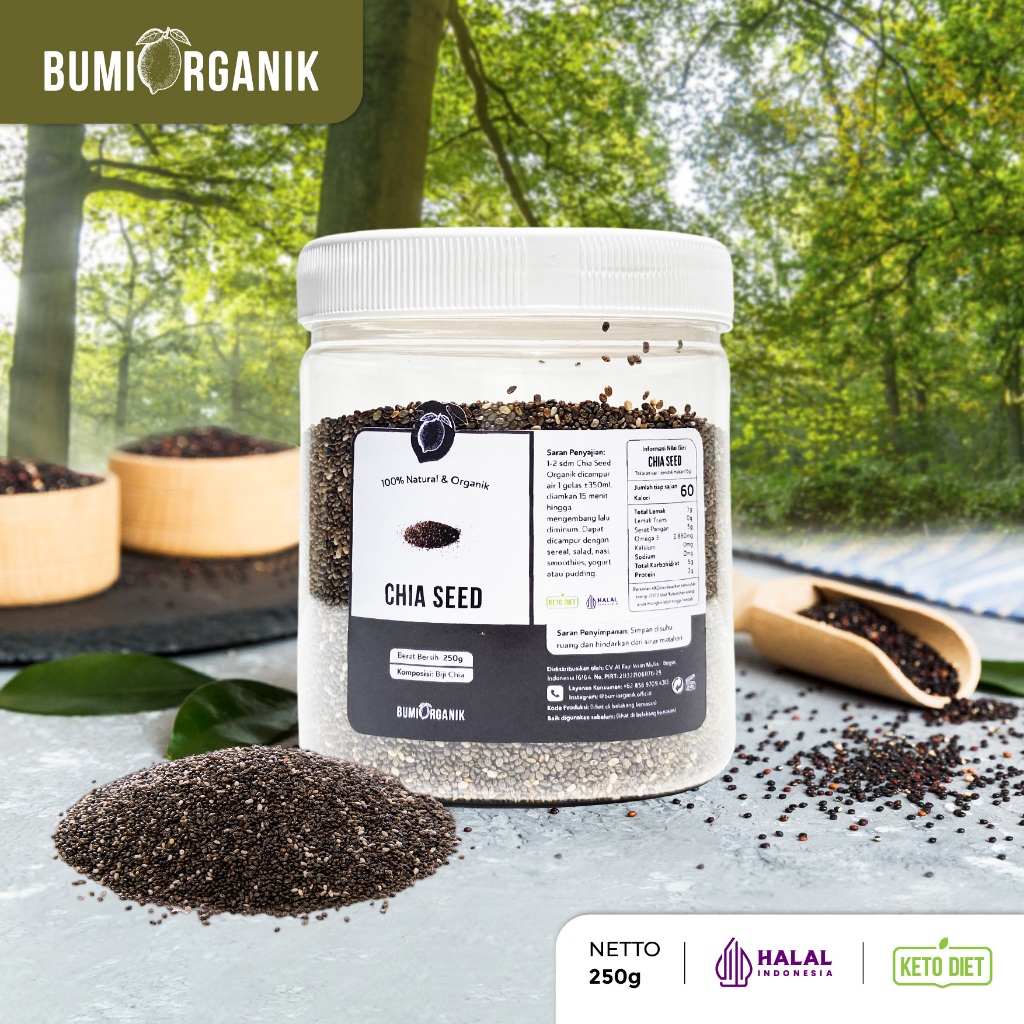 

CHIA SEEDS 250G BUMI ORGANIK / CHIA SEEDS ORGANIC / CHIA SEEDS UNTUK DIET / CHIASEEDS BOTOL / CHIA SEED FRESHLY / CHIA SEED PREMIUM / CHIASED ORGANIK / CHIA SEEDS ORGANIC / CIA SEED / CHIA SEED NUTRILOGY OFFICIAL BEORGANIK NUTRIFARM DARI BUMI