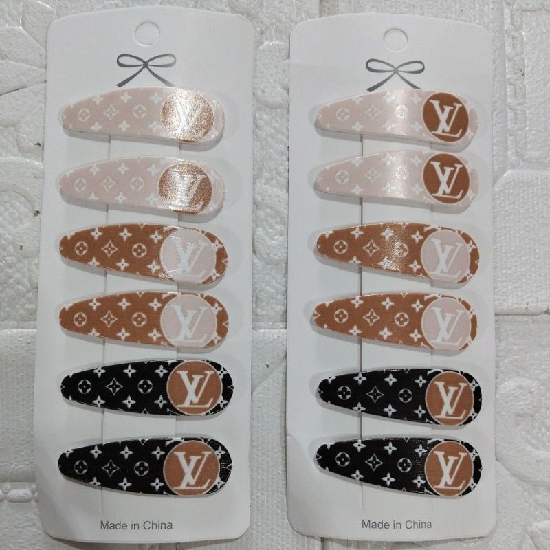 Jepit rambut/jepitan rambut motif LV isi 6 pcs