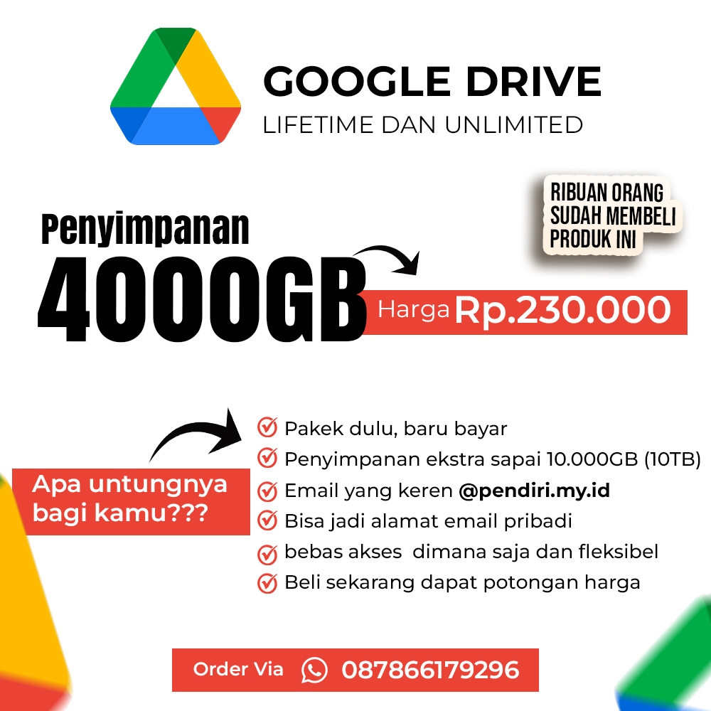 G00GLE DRIVE LIFETIME MURAH