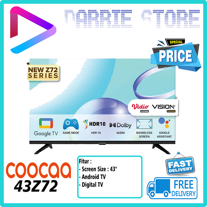 COOCAA 43 Inch Google TV Smart TV - WIFI - Flicker Free - 43Z72
