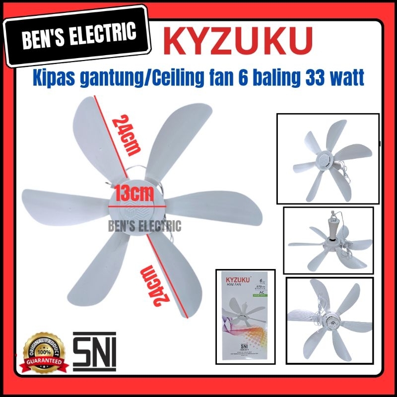 Kyzuku kipas angin gantung / ceiling fan 6 baling FN 900 33w