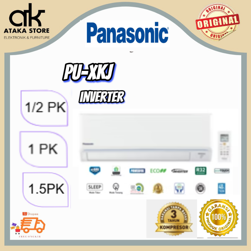AC PANASONIC INVERTER 1/2PK (PU5XKJ)  1PK (PU9XKJ)  1.5PK (PU12XKJ) AC PANASONIC  INVERTER
