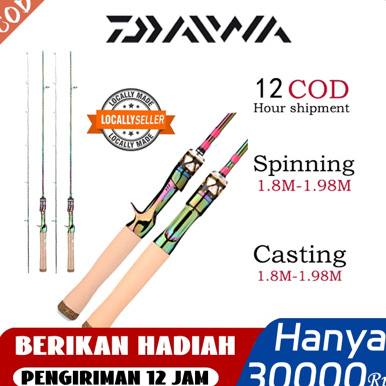 Tidak Diragukan Daiwa Joran Pancing Carbon Sutet 2 Bagian  Untuk Air Tawar dan Laut Casting Rod