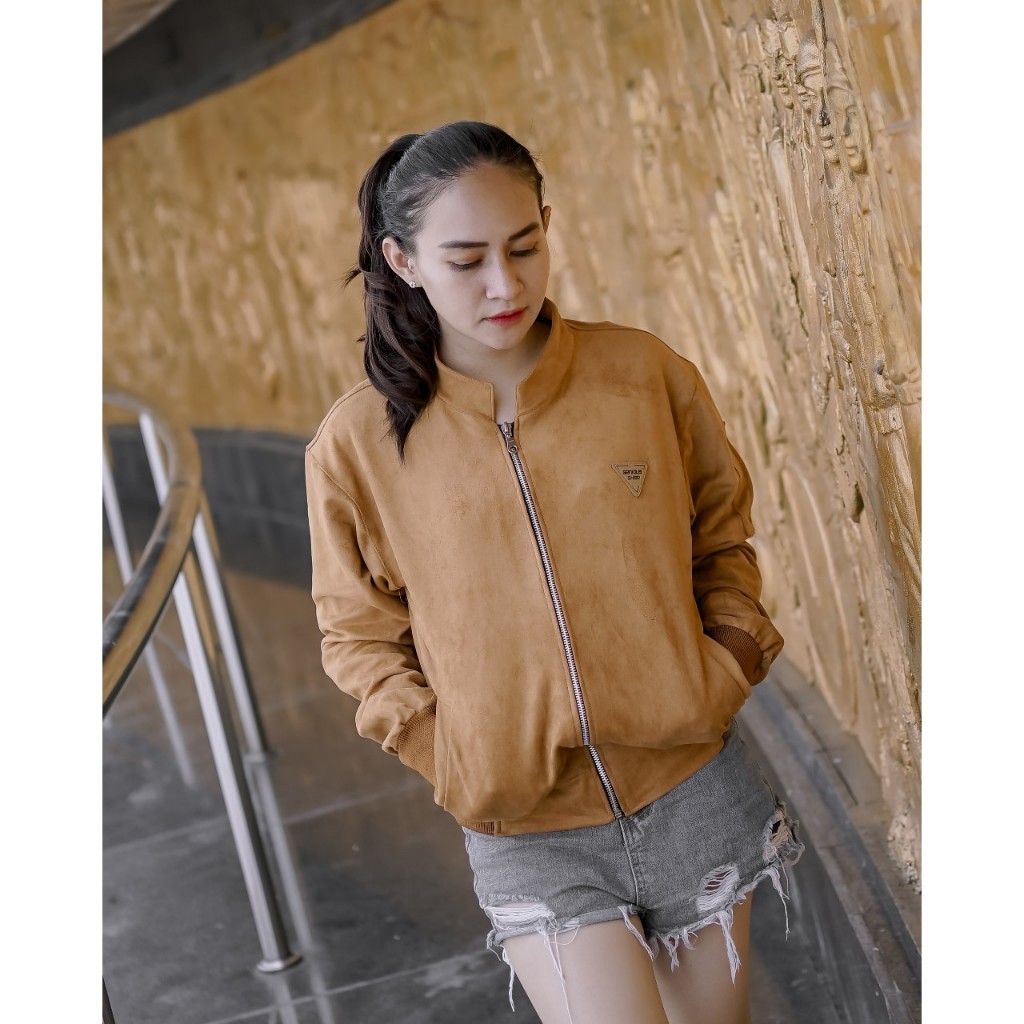 NEW ARRIVAL JAKET SUEDE WANITA JAKET BOMBER CORP