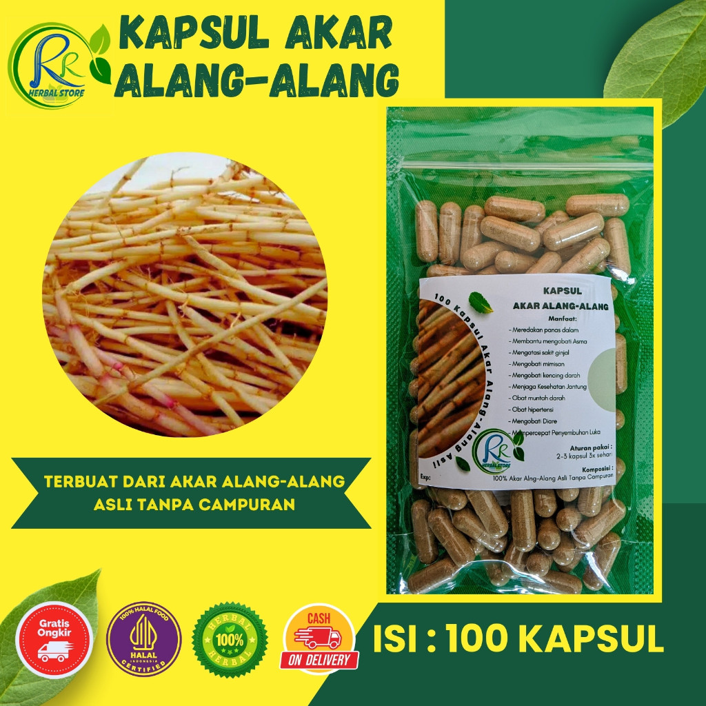 100 Kapsul Akar Alang - Alang Herbal Asli