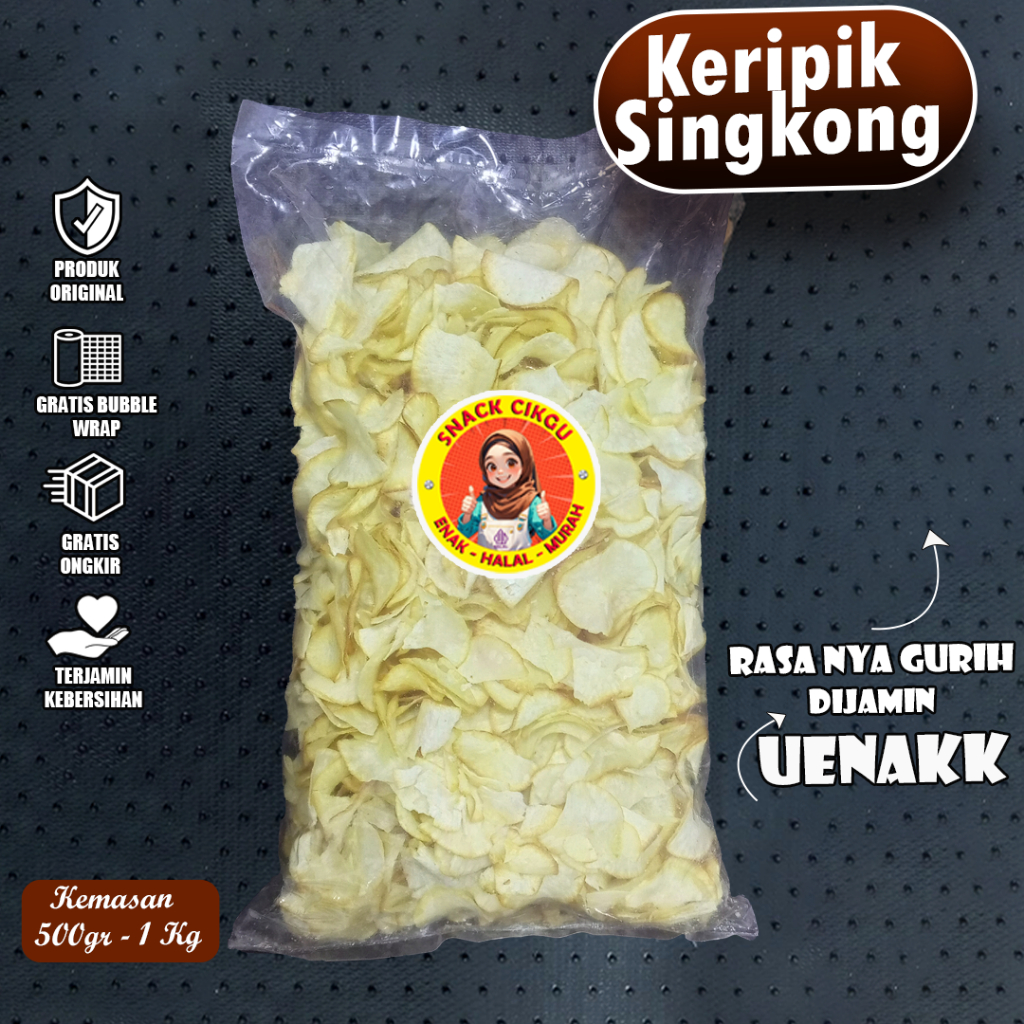 

Keripik Singkong Asin Gurih Original cemilan isi 1 kg dan 500 gr