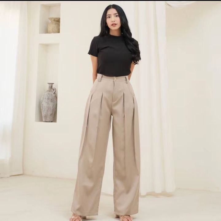 Lita cullote-celana kulot panjang wanita highwaist-celana kulot kain semi woll (lentur,tebal,jatuh,s