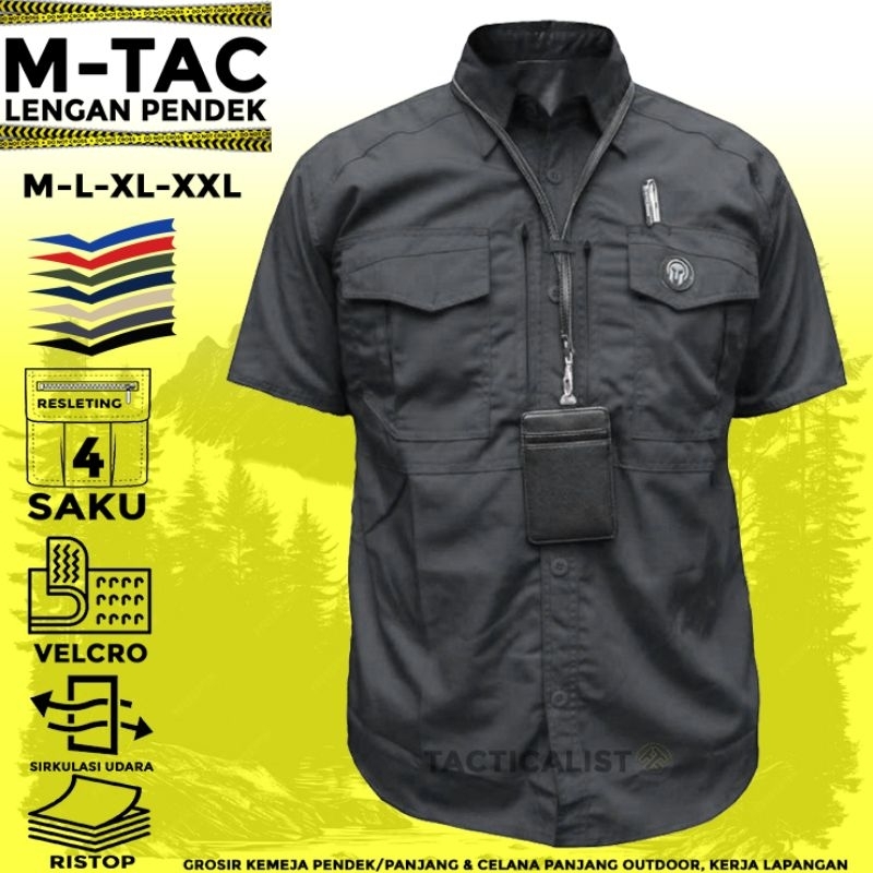 Baju Tactical Pria Lengan Pendek Hiking PDL Kemeja Kerja Lapangan Outdoor M-TAC