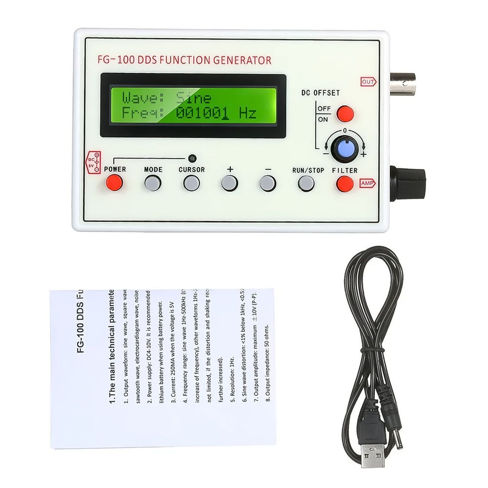 FG-100 DDS 1Hz-500kHz Function Generator Sinyal Frekuensi Generator