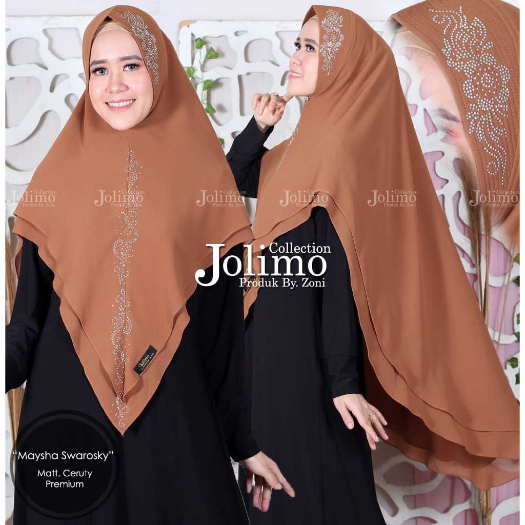 Khimar Syari Ceruty Premium Maysha Swarovski 2 Layer – Hijab Pet Antem & Kerudung Instan