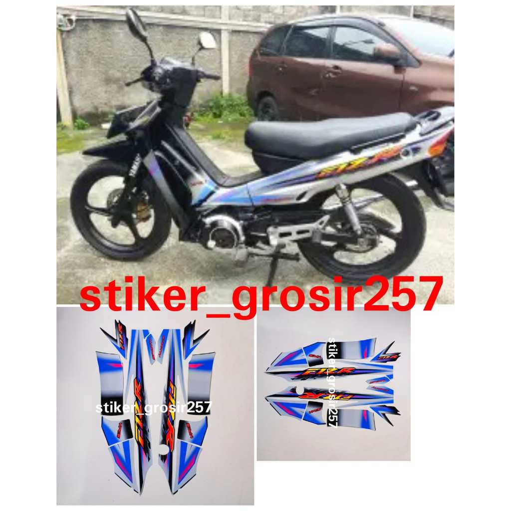 STRIPING STICKER MOTOR STIKER LIS BODY F1ZR FIZ R 2003 SPORTY SILVER HITAM BIRU STANDAR
