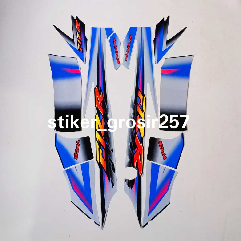STIKER STRIPING LES LIST BODY MOTOR YAMAHA F1ZR FIZ R SPORTY 2003 SILVER HITAM BIRU