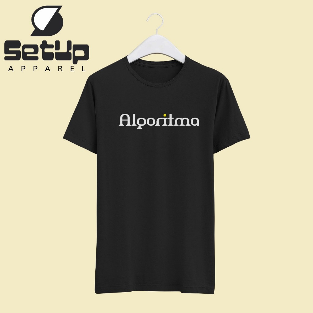 Kaos Distro Premium quote algoritma hitam bahan nyaman 100% cotton combed 24s