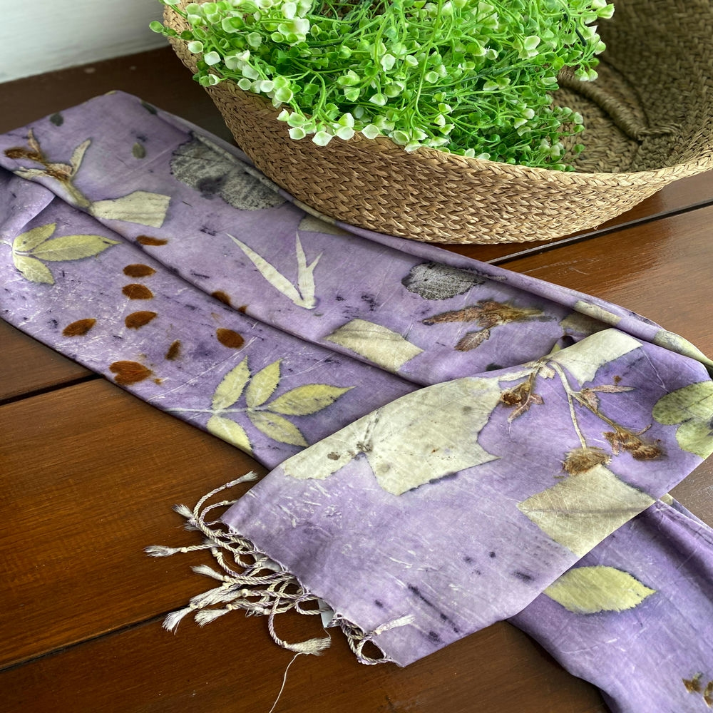 Kain Sutera-Rayon Premium Tie Dye Scarf Ecoprint