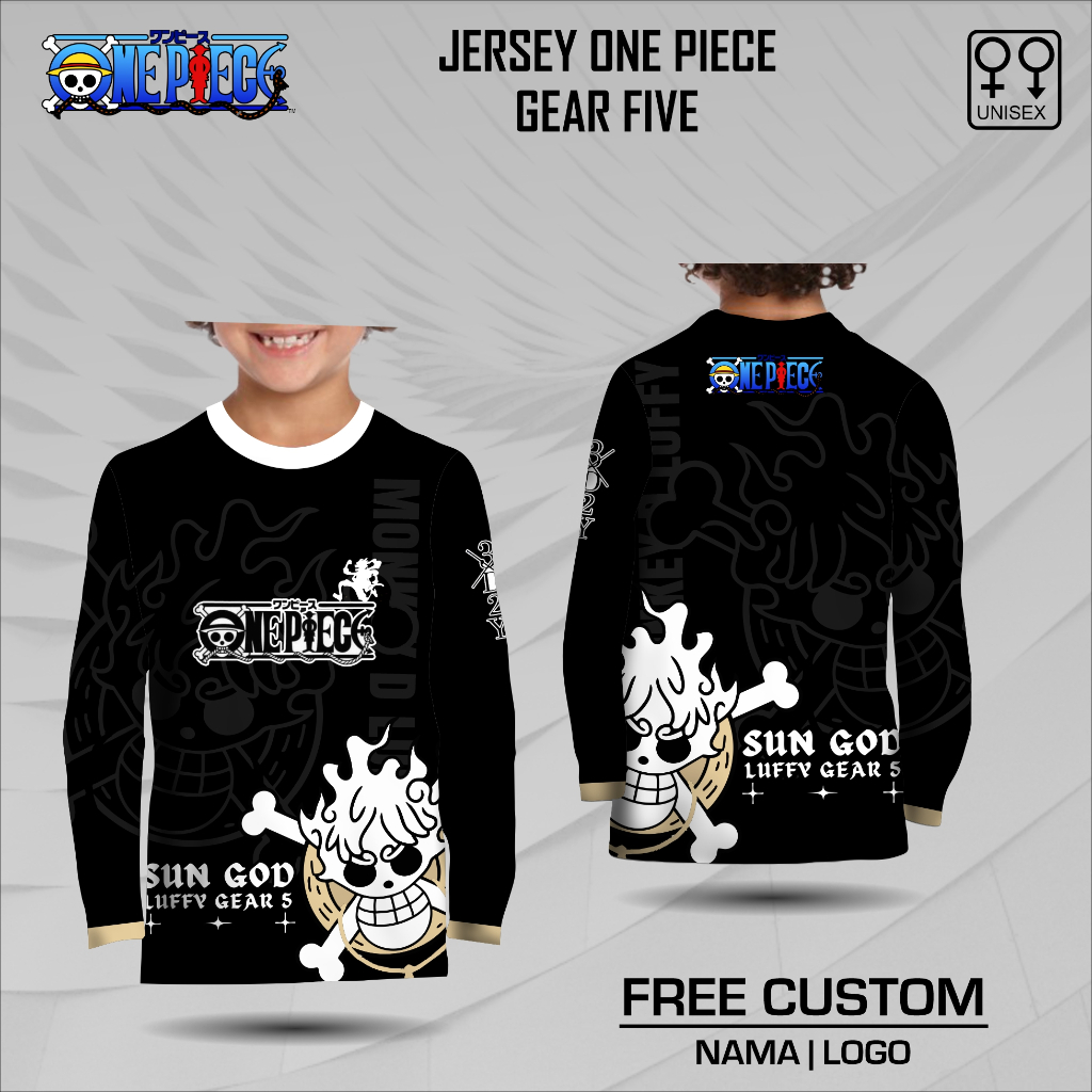 Jersey Anime One Piece anak lengan panjang
