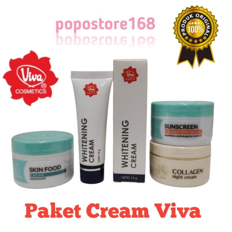 VIVA SUNSCREEN FOUNDATION CREAM/ VIVA QUEEN COLLAGEN NIGHT CREAM/ VIVA SKIN FOOD CREAM/ VIVA WHITENI