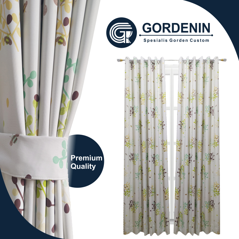 Gorden blackout motif Anggur Hijau premium import grad A 140x200