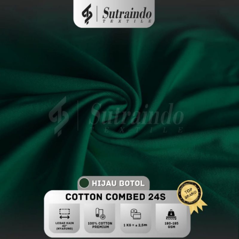 KAIN COTTON COMBED 24S (HIJAU BOTOL) PER 0.5 KG