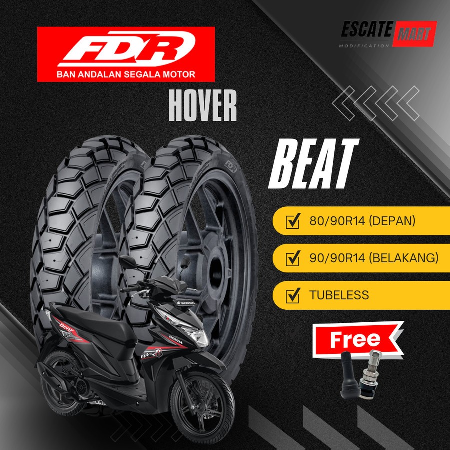 FDR Hover 80/90-14 & 90/90-14 Tubeless - Paket Ban Motor Beat
