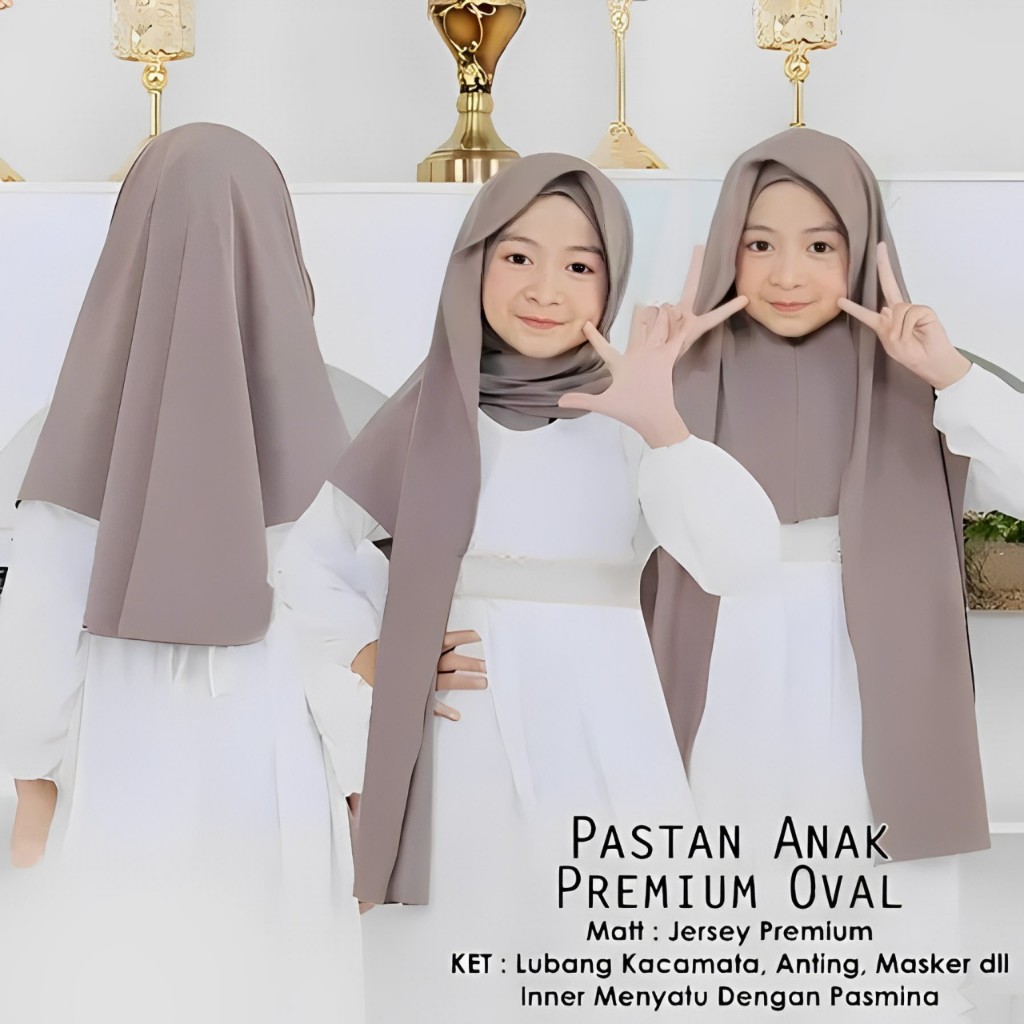 Pashmina Instan Anak Inner Ninja Oval 3 In 1 Usia 4 Sampai 8 9 10 Tahun| Kerudung Anak Pashmina Inne