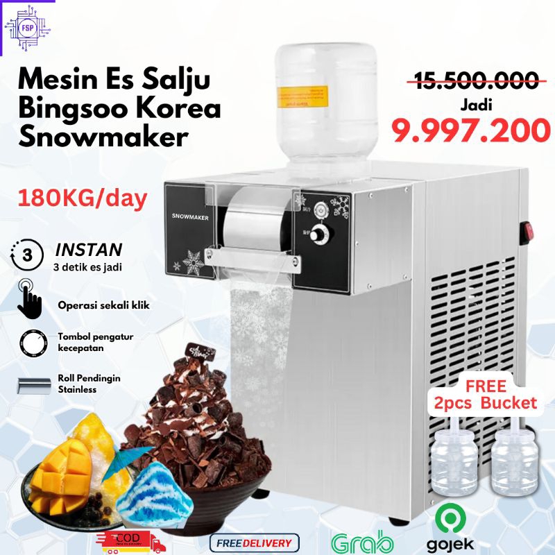 Mesin Es Bingsoo Korea 180kg/24jam Bingsu Snow Ice Machine Mesin Es Salju Es Serut Es Krim