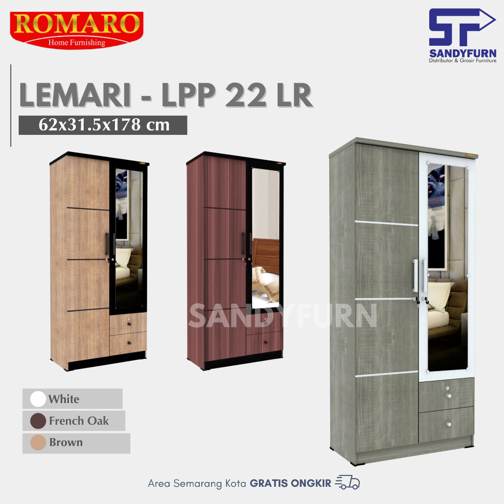 ROMARO - LPP 22 LR - Lemari Pakaian 2 Pintu