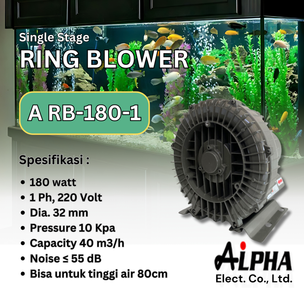 Alpha RING BLOWER 180 Watt 220V 1Phase - Ring Blower Aquarium