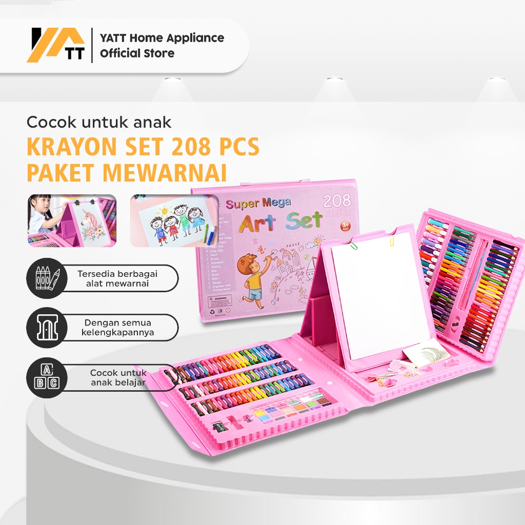 

YATT Pensil Warna Crayon Set Isi 208pcs / Pensil Warna Lengkap Mewarnai Melukis Cat Air Krayon Anak