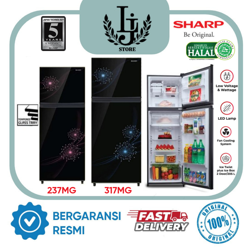 Kulkas Sharp 2 Pintu SJ 237/236MG / SJ 317/316MG Kulkas 2 Pintu Sharp Lemari Es Sharp Dua Pintu