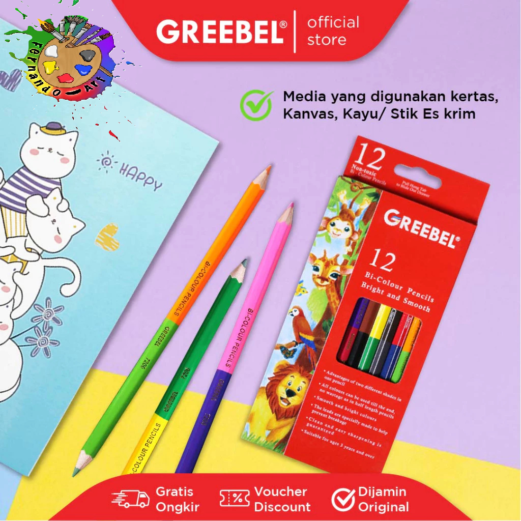 

GREEBEL Pensil Warna (7212) BI Colour 12= 24 Warna / Coloring / Pensil Warna Greebel / Pensil Warna Aman untuk Anak Mewarnai