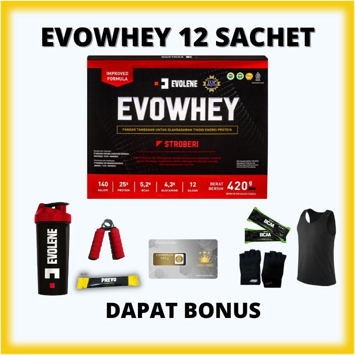 

Evolene Whey Protein Coklat 456gr/12 Sachet - Suplemen fitness pembentuk Otot