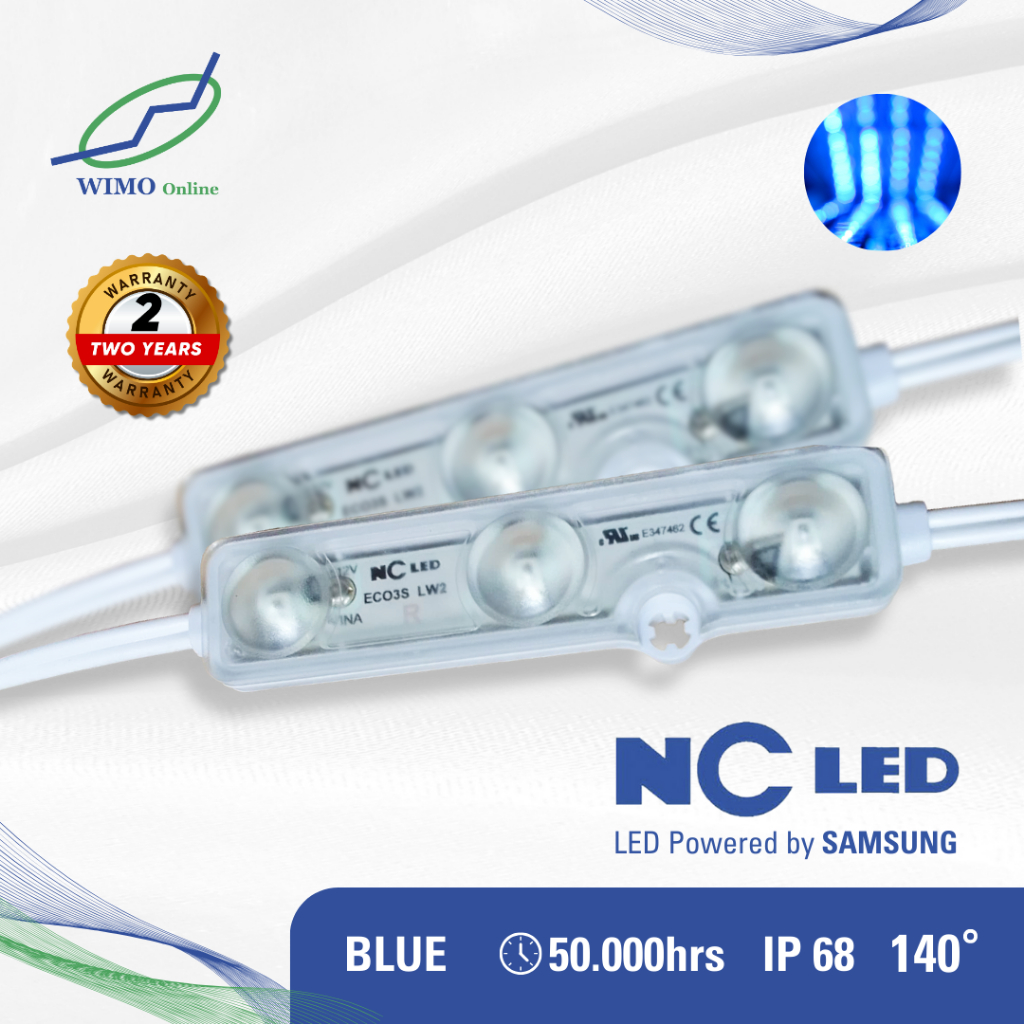 LAMPU MODULE LED 3 MATA NC LED SAMSUNG 2835 DOFF DOVE 1.2W MADE IN KOREA - BIRU