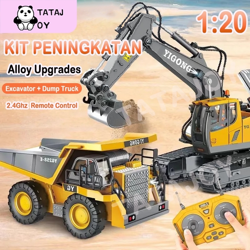 Tatajoy Mainan Excavator Remote Control 11Channel Excavator +Dump Truck Kendaraan Konstruksi Set  2.