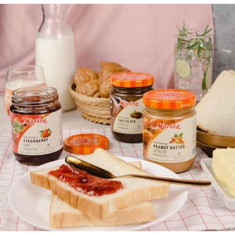 

Mariza selai 170gr selai premium strawberry coklat Peanut Butter nanas / Selai wadah kaca mariza