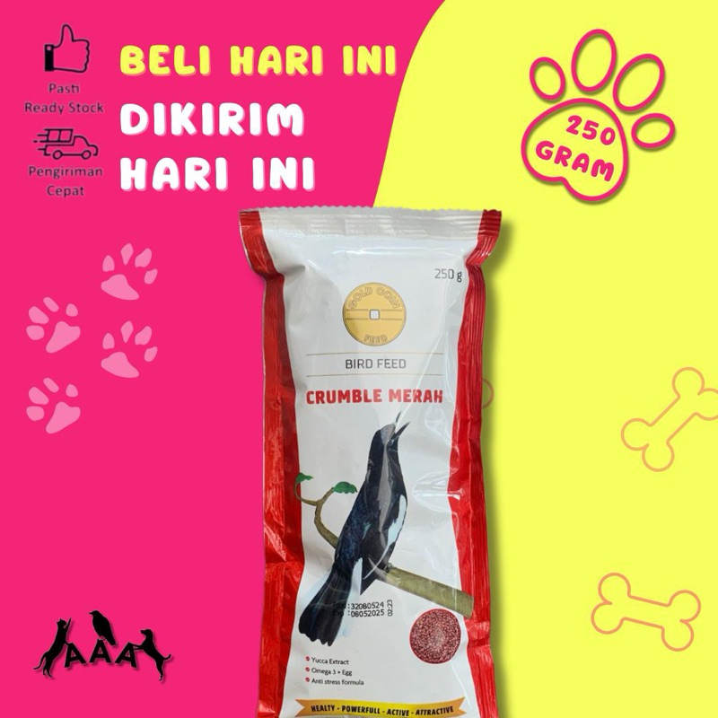 Gold Coin Crumble Merah Voer Pakan Burung Kacer, Murai - 250gr